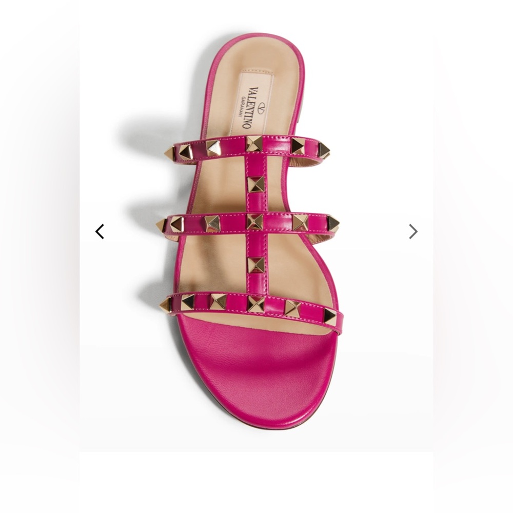 Valentino Garavani Rockstud Lambskin Slide in Blossom Rose Size 37/7